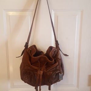 Frye oxblood bucket bag